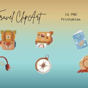Travel Clipart PNG Bundle, Traveling Vacation Wanderlust PNG, Holiday Clipart, Adventure Awaits, Graphic Bundle Sublimation, Commercial Use
