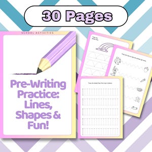 Pre-Writing Practice Worksheets: Toddler Fine Motor Skills (Digital Download)