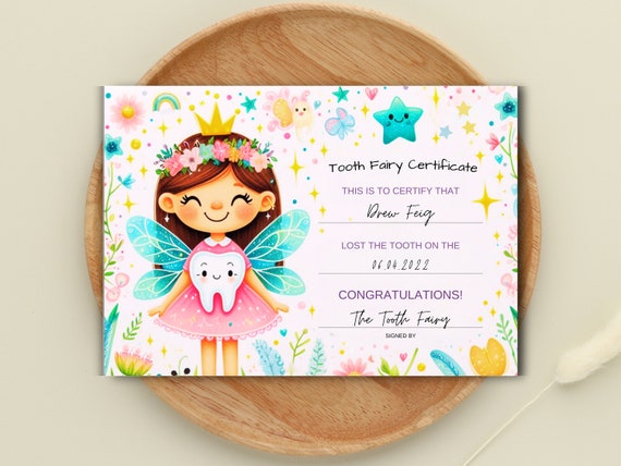 Editable Tooth Fairy Receipt Printable Certificate, First Tooth Lost, Tooth Fairy Letter, Kids Lost Tooth, Tooth Fairy Keepsake