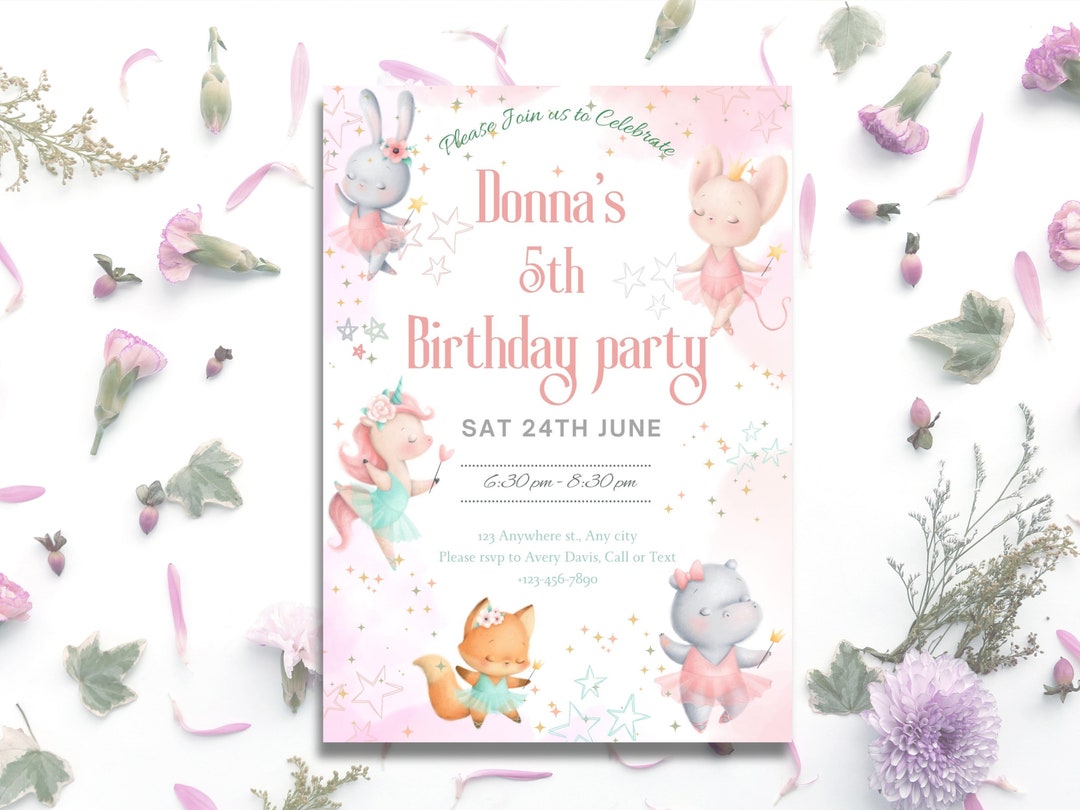 Editable Ballerina Invitation Ballerina Birthday Invitation Card