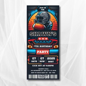 Football ticket invitation template, Football birthday invitation, Football invitation for boy Football theme Party ANY AGE Instant download