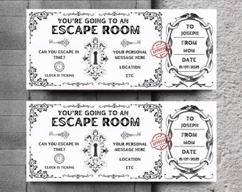 Escape Room Einladungskarte, Escape Room-Party-Einladungsvorlage, Escape Room-Party für Mädchen und Jungen, Geschenkgutschein für Mystery Birthday Party
