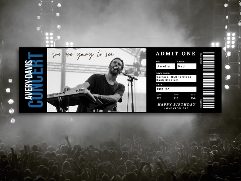 Editable Concert Ticket Template, Custom Concert Ticket Gift, DIY Event ...