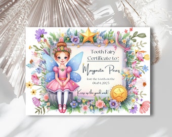Editable Tooth Fairy Receipt Printable Certificate, First Tooth Lost, Tooth Fairy Letter, Kids Lost Tooth, Tooth Fairy Keepsake