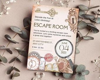 Escape Room Birthday Invitation, Escape Room Party Invite Template, Escape Room Party For Girls And Boys, Editable Mystery Birthday Party