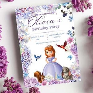 Princess Sofia Invitation, EDITABLE Sofia Birthday Invite, Sofia the first invitation, Princess Invitation, Instant Download, Girl Birthday