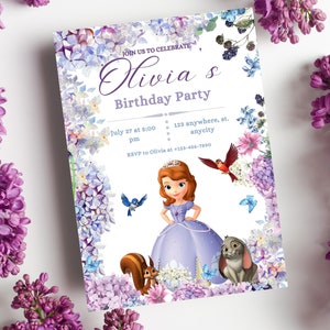 Prinzessin Sofie Einladung, EDITIERBARE Sofie Geburtstag einladen, Sofja die erste Einladung, Prinzessin Einladung, Sofort Download, Mädchen Geburtstag