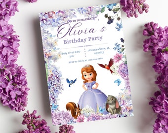 Princess Sofia Invitation, EDITABLE Sofia Birthday Invite, Sofia the first invitation, Princess Invitation, Instant Download, Girl Birthday