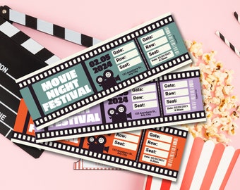 Movie Night Ticket, Movie Ticket, Movie Invitation, Surprise Movie Night, Editable Ticket Template, Gift Ticket, Movie Date Night, 3 IN 1