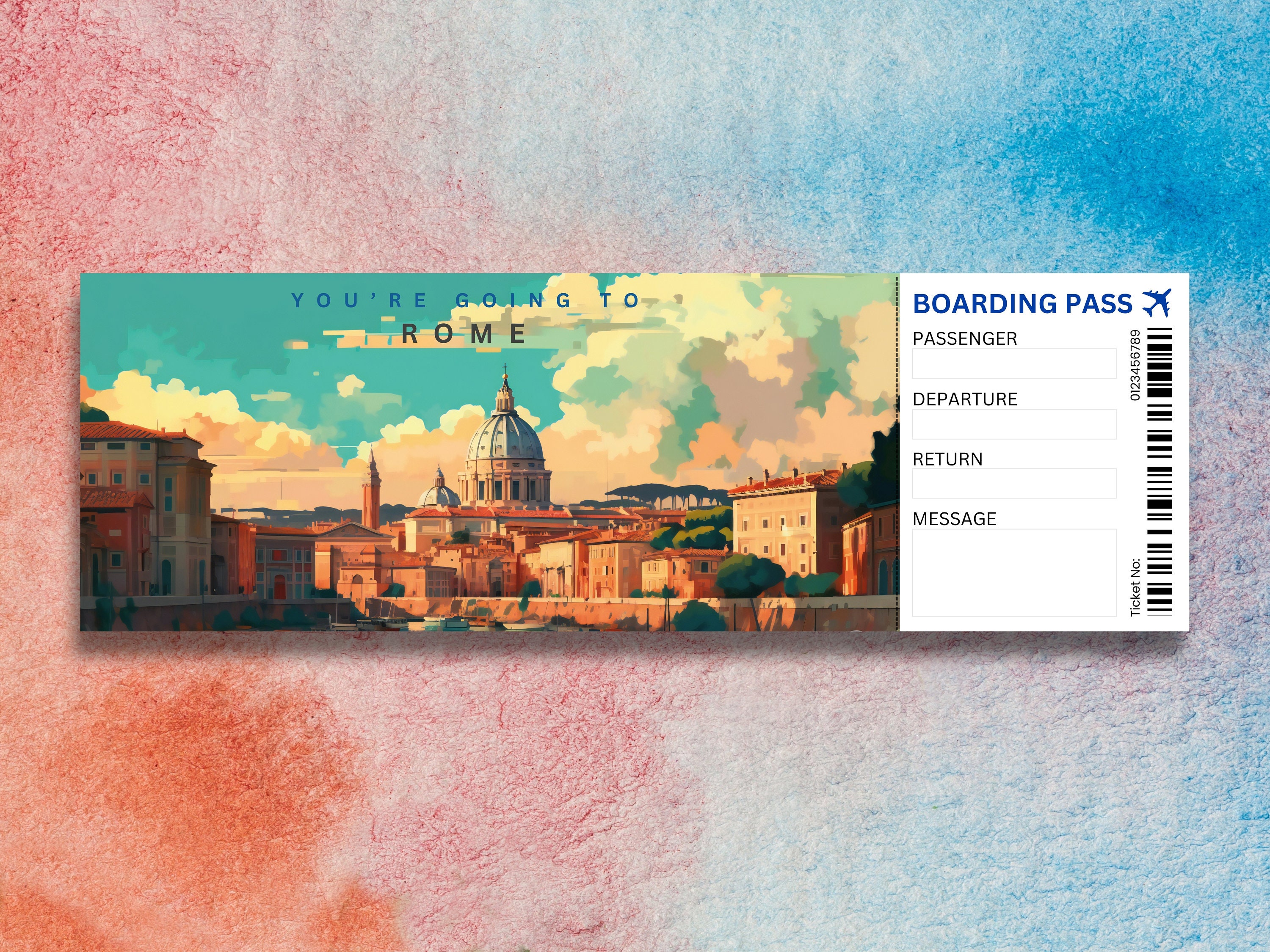Rome Boarding Pass, Editable Italy Surprise Gift Ticket, Trip to Italy ...