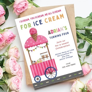 Ice Cream Party Invitation Ice Cream Truck Party Instant Download Editable Ice Cream Truck Birthday Invitation Ice Cream Birthday Invitation