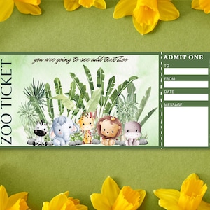 Biglietto per rivelazione regalo a sorpresa per ZOO o SAFARI PARK, biglietto per lo zoo a sorpresa, pass d'ingresso, biglietto stampabile, biglietto di viaggio, stub dell'evento.