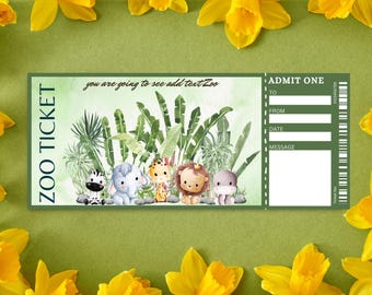 Printable Surprise Zoo Trip Ticket: Gift Reveal (PDF, PNG, JPEG)