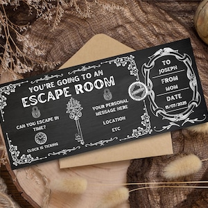 Escape Room Einladungskarte, Escape Room-Party-Einladungsvorlage, Escape Room-Party für Mädchen und Jungen, Geschenkgutschein für Mystery Birthday Party