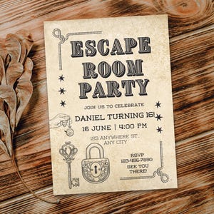 Escape Room Birthday Invitation, Escape Room Party Invite Template, Escape Room Party For Girls And Boys, Editable Mystery Birthday Party