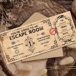 Escape Room Einladungskarte, Escape Room-Party-Einladungsvorlage, Escape Room-Party für Mädchen und Jungen, Geschenkgutschein für Mystery Birthday Party