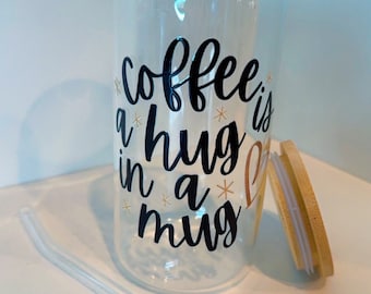 Coffee Glass Cup | Summer Tumbler | Gift for Mom | Gift for Her | Mom Gift | Iced Coffee Cup | Bridal Shower Gifts