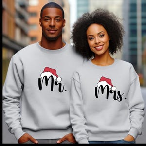 Christmas Mr and Mrs Sweatshirt | Mr and Mrs Christmas Shirt | Family Christmas | Mr Mrs Bride Groom Shirt | Couple&#39;s Sweatshirt