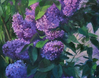 ライラックのアイリス - クロード・モネの手描きの油絵の複製、風景の