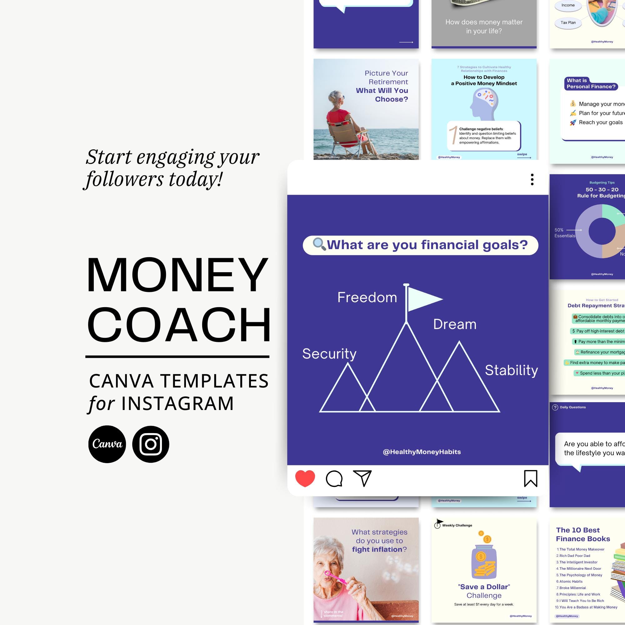 Money Coach Instagram Template Canva, Personal Finance Experts ...