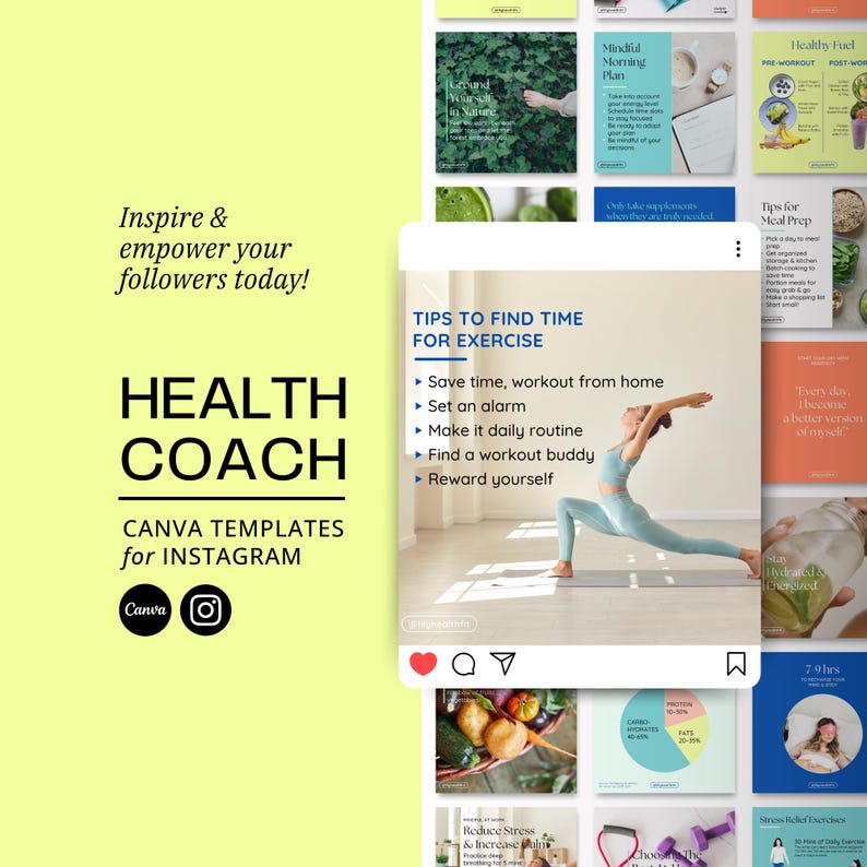 Health Coach Instagram Template Canva, Health & Wellness Experts ...