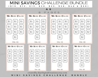 Beginner savings challenge, Budget binder inserts, Save money challenge, A6 savings printable, Low income saving bundle, Mini savings