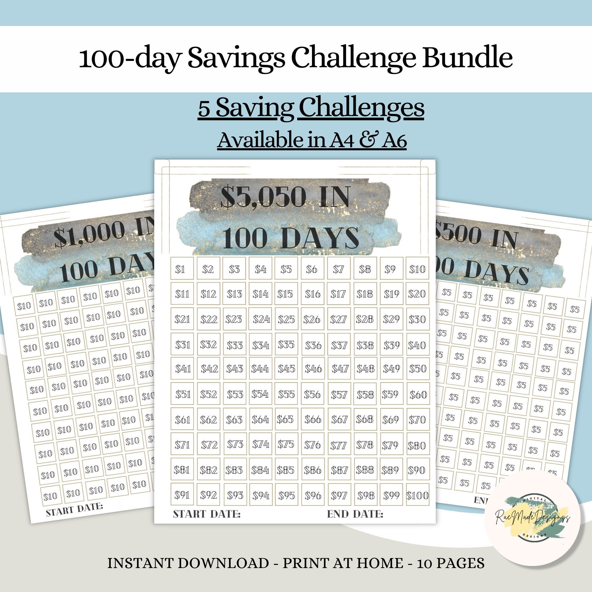Saving Challenge Bundle, A6 Printable Savings Challenge, Save Money ...