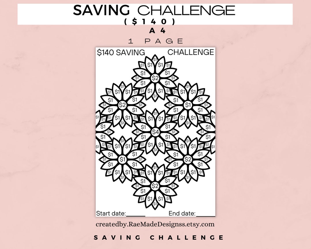 Coloring Savings Challenge, Mini Savings, Save Money Challenge, Color ...