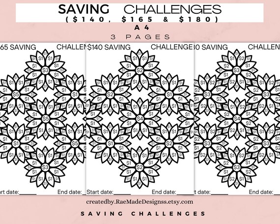 Coloring savings challenge, Mini savings, Save money challenge, Color by number pdf, A4 savings printable, Saving challenge bundle