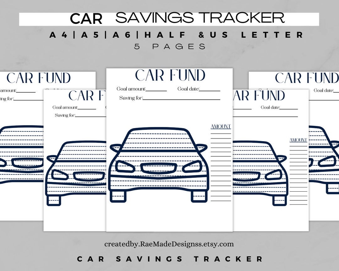 Car Savings Tracker, Savings Log, Car Down Payment Tracker Printable ...