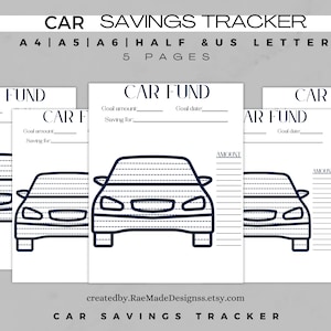 Car savings tracker, Savings log, Car down payment tracker printable, Car savings fund, Save money challenge, Money goal tracker pdf