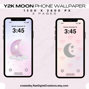Y2K aesthetic wallpaper, Girly wallpaper, Pink lock screen, Iphone moon background, Minimalist screen saver, Mobile wallpaper set, Wallpaper