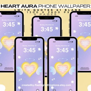 Affirmation wallpaper, Girly wallpaper, Purple lock screen, Heart aura background, Pastel screen saver, Mobile wallpaper set, Y2K wallpaper
