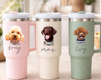 Custom Pet Photo Tumbler Mother's Day Dog Mom Gift Personalized Cat Mama Portrait Cup