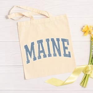 Maine Tote Bag, Canvas Tote Bag, Maine Wedding Tote Bag, Maine State Bag, Maine Souvenir, Vacation Tote Bag, Shopping Bag, Gift for Her