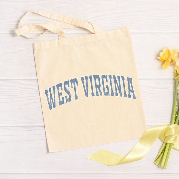 West Virginia Tote Bag, West Virginia State Bag, West Virginia Shopping Bag, West Virginia Wedding Party Gift, Book Bag, Canvas Tote Bag