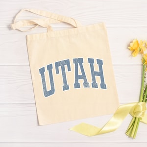 Utah Tote Bag, Utah Shoulder Tote Bag, Christmas Gift, Canvas Tote Bag, Gift For Her, Handmade Gift, Utah Wedding Favor, Trendy Tote Bag