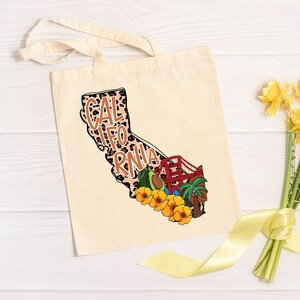 California Tote Bag, California Map Tote Bag, Canvas Tote Bag, Shopping Bag, Golden State Tote Bag, California Gift, Beach Bag, Gift For Her