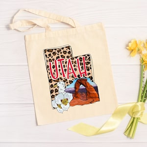 Utah Tote Bag, Utah Wedding Favor, Canvas Tote Bag, Utah Shoulder Tote Bag, Christmas Gift, Bachelorette Gift, Gift For Her, Trendy Tote Bag