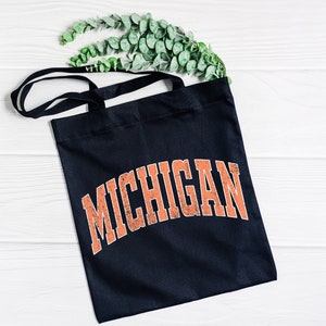 Michigan Tote Bag: Vintage Style Canvas State Bag Gift