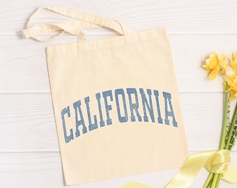 California Canvas Tote Bag, Beach and Shopping Style (14x15 inches)