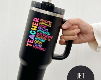 Personalized Teacher Appreciation Tumbler: Rainbow UV Print, Stainless Steel
