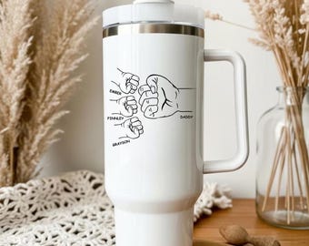Personalized Dad Tumbler: Custom Fist Bump Engraved Travel Cup