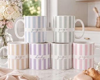 Personalized Striped Name Mug – Custom Color & Text Options