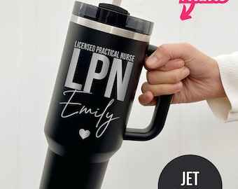 Custom Engraved LPN Tumbler: Personalized Nurse Gift, Stainless Steel