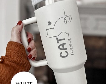 Custom Engraved Cat Mama Tumbler: Stainless Steel Gift