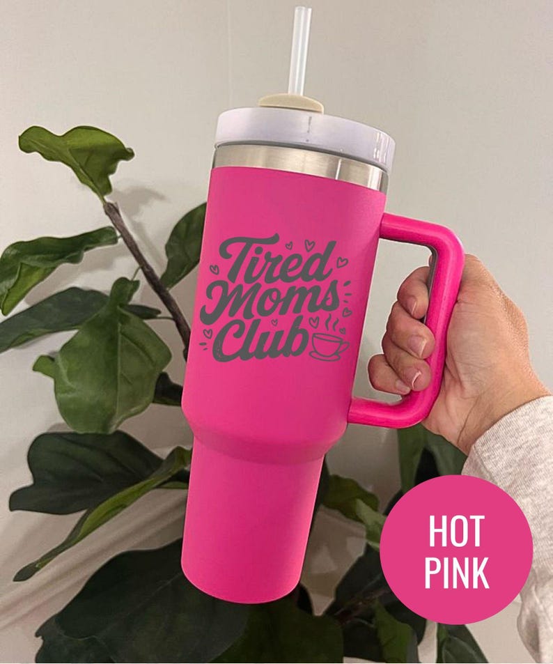 Tired Moms Club Laser Printing 40oz Stainless Steel Tumbler, Tired Mom Coffee Tumbler, Trendy Mother's Day Gifts, Laser Tumbler Mama Gifts