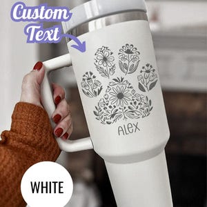 Custom Dog Mom Gifts Stainless Steel Engraved Tumblers Laser Floral Dog Paw Custom Name Tumbler Mother&#39;s Day Custom Pet&#39;s Owner Tumbler Gift