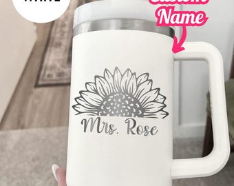 Personalized Sunflower Engraved Tumbler: Custom Stainless Steel Travel Mug