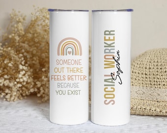Personalized Social Worker Tumbler: Stainless Steel Travel Cup, Appreciation Gift